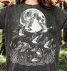 Mallard Ducks Flying Birds Waterfowl Comfort Colors® Tshirt, Full Moon Night Sky Nature Wildlife Stippling Art Vintage Sketch Tee