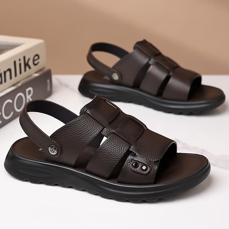 Summer New Genuine Leather Sandals for Men Outdoor Casual  Non-slip Breathable Roman Shoes Comfortable Beach  Slippers