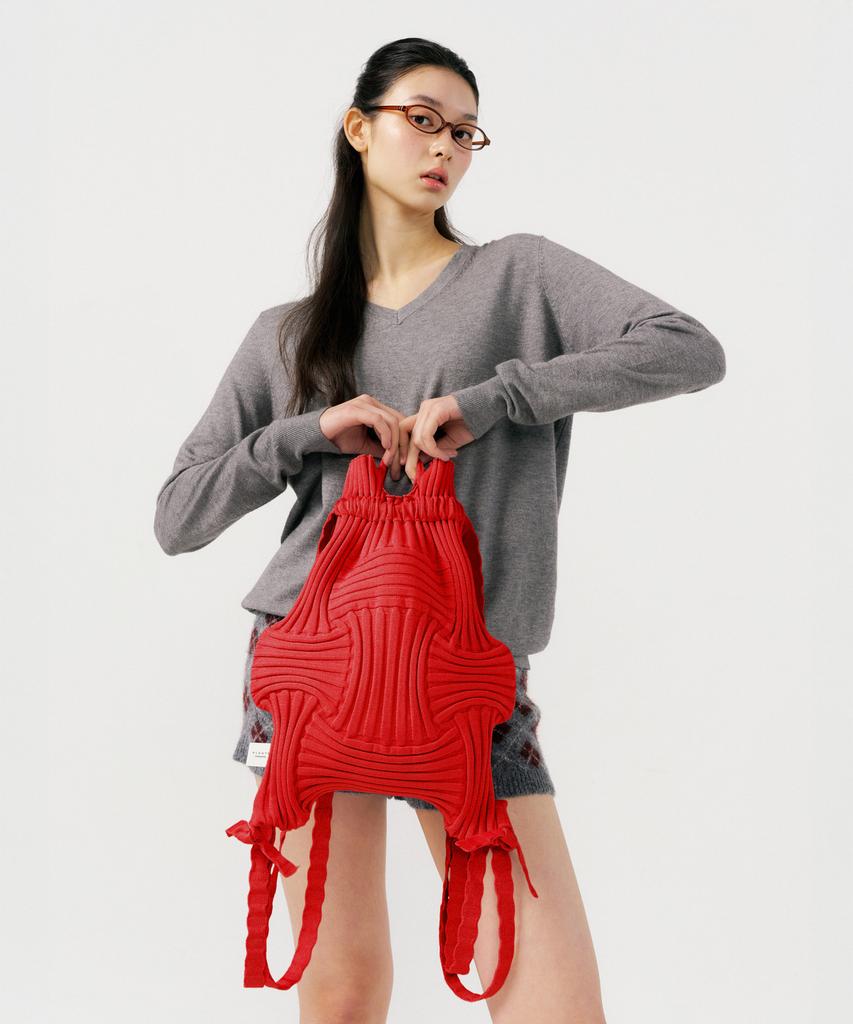 Pleatsmama New Bow Backpack Red