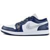 Jordan Air Jordan 1 Slip Resistant Abrasion Resistant Low Top Vintage Basketball Shoes Men's Blue 553558-141(Team96-2S-BOX)