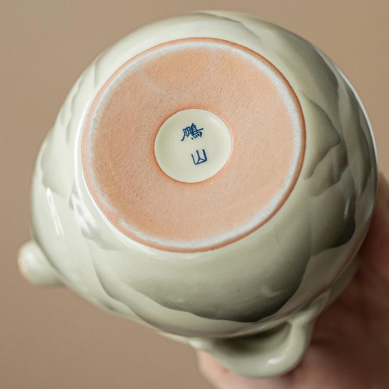 200ml Ru Kiln Treasure Bottle Teapot Japanese Mountain Like Flower Hand Held Pot Tea Making Kettle Tea Ceremony Supplies Gift