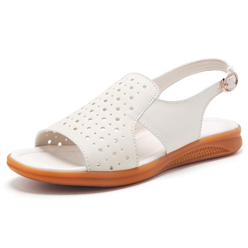 

Женские летние белые сандалии для улицы, нарядные, с открытым носком, повседневные, прогулочные сандалии для девочек, на плоской подошве 35 бежевый