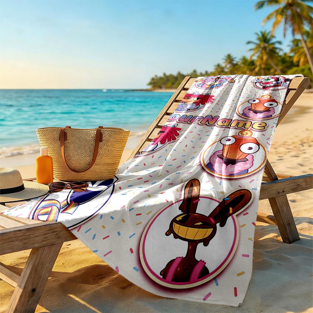 Digital Circus Customized Name Beach Towel Super Soft & Absorbent Portable for SwimmingBeachCamping Travel Beach AccessoriesGym