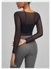 Joomon Mesh Yoga Set: Two-Piece Long Sleeve Quick-Dry Camisole with Integrated Cup Sports Bra