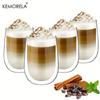  2/4PCS Double Cup Latte Macchiato Glass For Coffee Cup Latte Ice Cream American Coffee Juice Beer Restaurant Drinkware