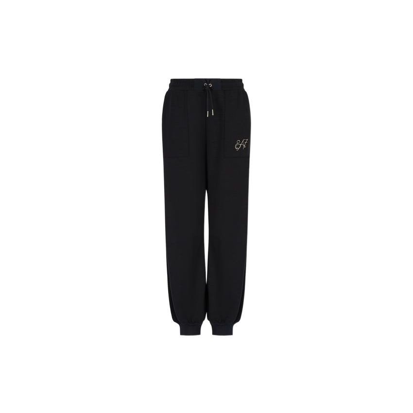 Emporio Armani FW22 Logo Print Drawstring Cuffed Sweatpants Women bottoms Black 6LTP60-TJDCZ-1200 XS