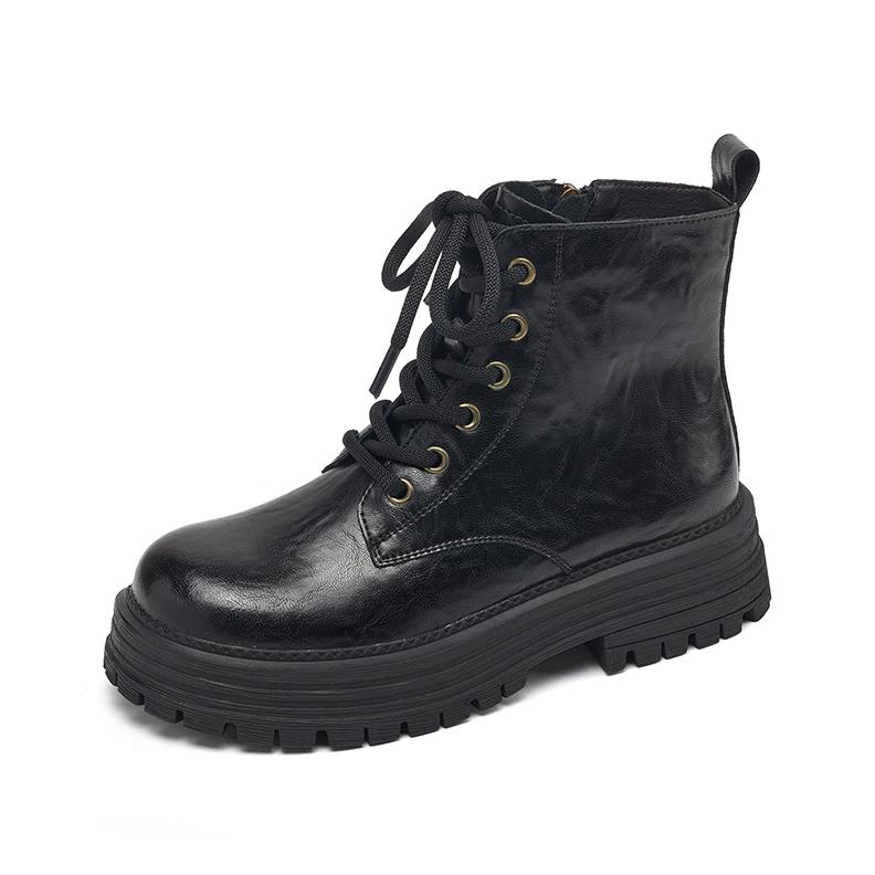 Fashion Boots Women Trends 2025 New Autumn and Winter Velvet Thick Heel Retro Pleated Locomotive Boots for Woman Winter Warmth