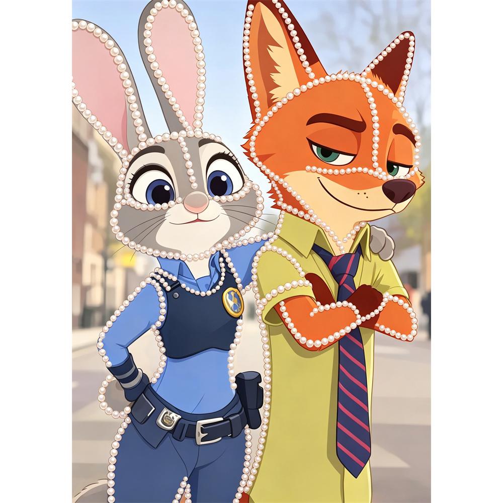 

Disney Pearl Painting DIY Zootopia Sparkling Cute Pearl Art Painting Pearl Gem Painting, Home Wall Decoration Crafts 30x40
