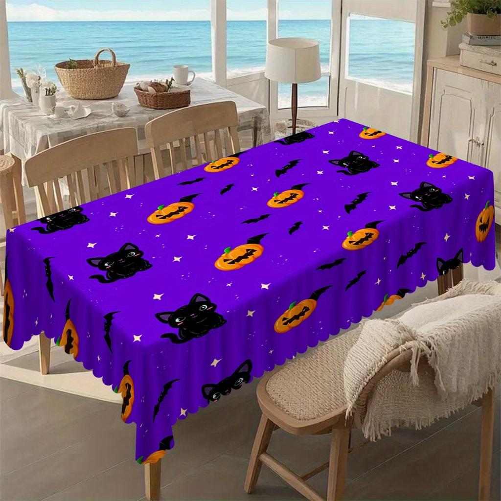Halloween Themed Rectangle Tablecloth for Tables Decor Kitchen Dining Waterproof Wedding Party Table Cloth Halloween Decorations