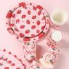 Süßes Erdbeer Einweggeschirr Set Erdbeer Thema Geburtstagsfeier Dekorationen Kinder Gastgeschenke Geschenk Mädchen Babyparty Zubehör
