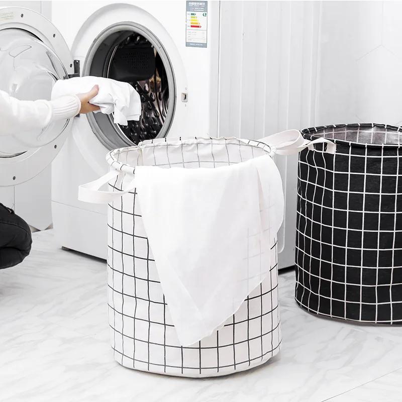 Foldable Laundry Basket Japanese Cotton Linen Fabric Waterproof Dirty Laundry Toy Clothes Storage Basket