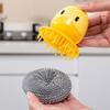 Little Yellow Duck Steel Ball Brush Hangable Squeeze Pot Wash Brushes Press Pan Bowl Brush Kitchen Cleaning Dish Bowl Cleaner Household Cleaning Tools