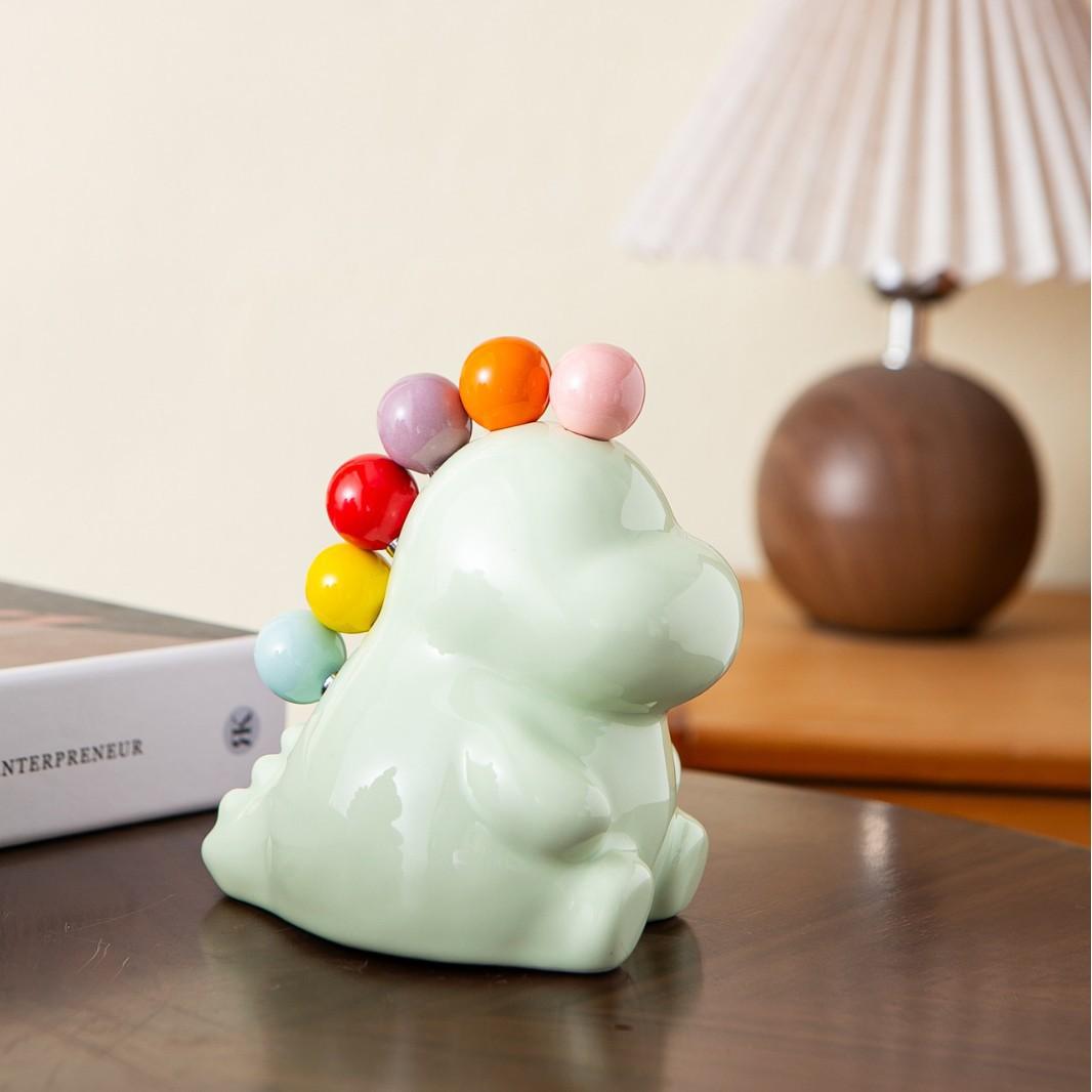 Cute Dinosaur Cream Fruit Forks Stainless Steel Safe Colorful Forks with Storage Jar for Kids