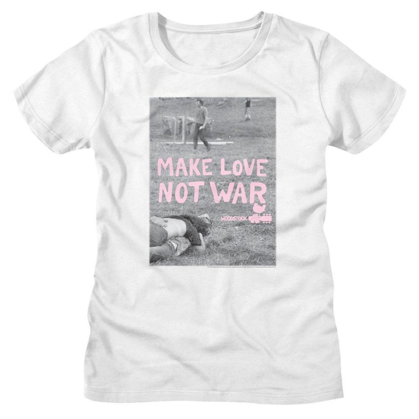 Woodstock Make Love Not War Poster White Women s T-Shirt S