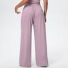 Women's Wide-Leg Brushed Fleece Pants with Drape Pockets and Elastic Drawstring