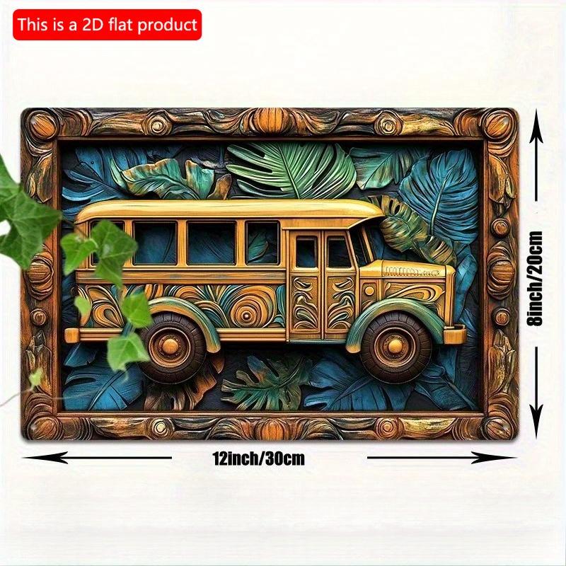 2d Flat 30*20cm, Vintage Indian Bus Wooden Wall Art, Wooden Sign for Bedroom, Living Room and Office Decor, Perfect for Room Decor, for Home, Kitchen