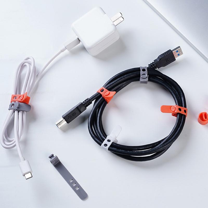 10Pcs Cable Organizer Silica Data Line Cable Straps Electrical Wires Fixed Cable Organizer Earphone Cable 3 Holes Cord Winder