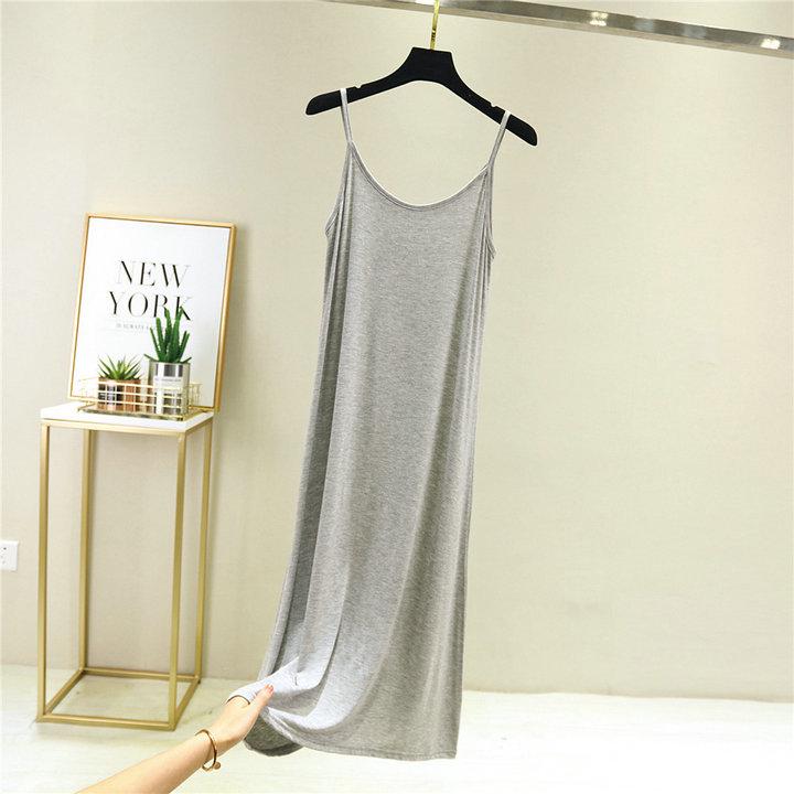 Women's Sleeveless Modal Cotton Slimming Midi Dress - Plus Size, Summer Round Neck Layer Slip