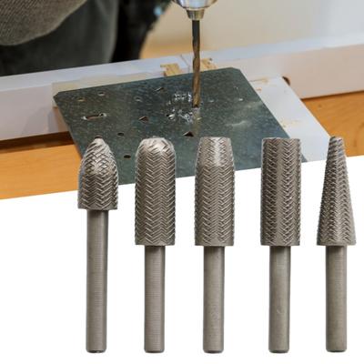 5Pcs/Set Rotary File Effective Non-slip High Carbon Steel Good Toughness Embossed File for Woodworking