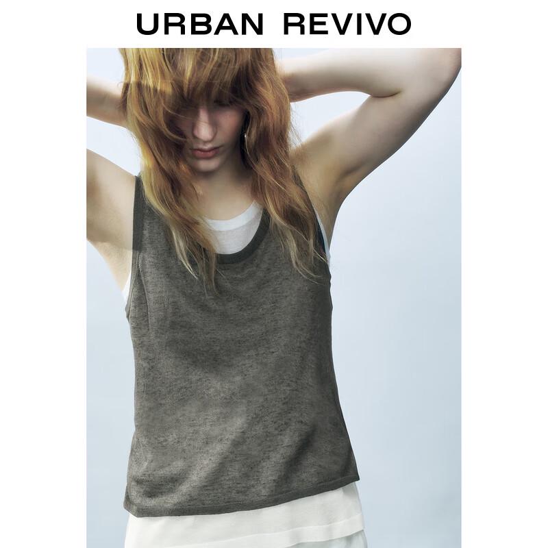 UR 2025 Summer Women's Faux Two-Piece Sleeveless Knit Top