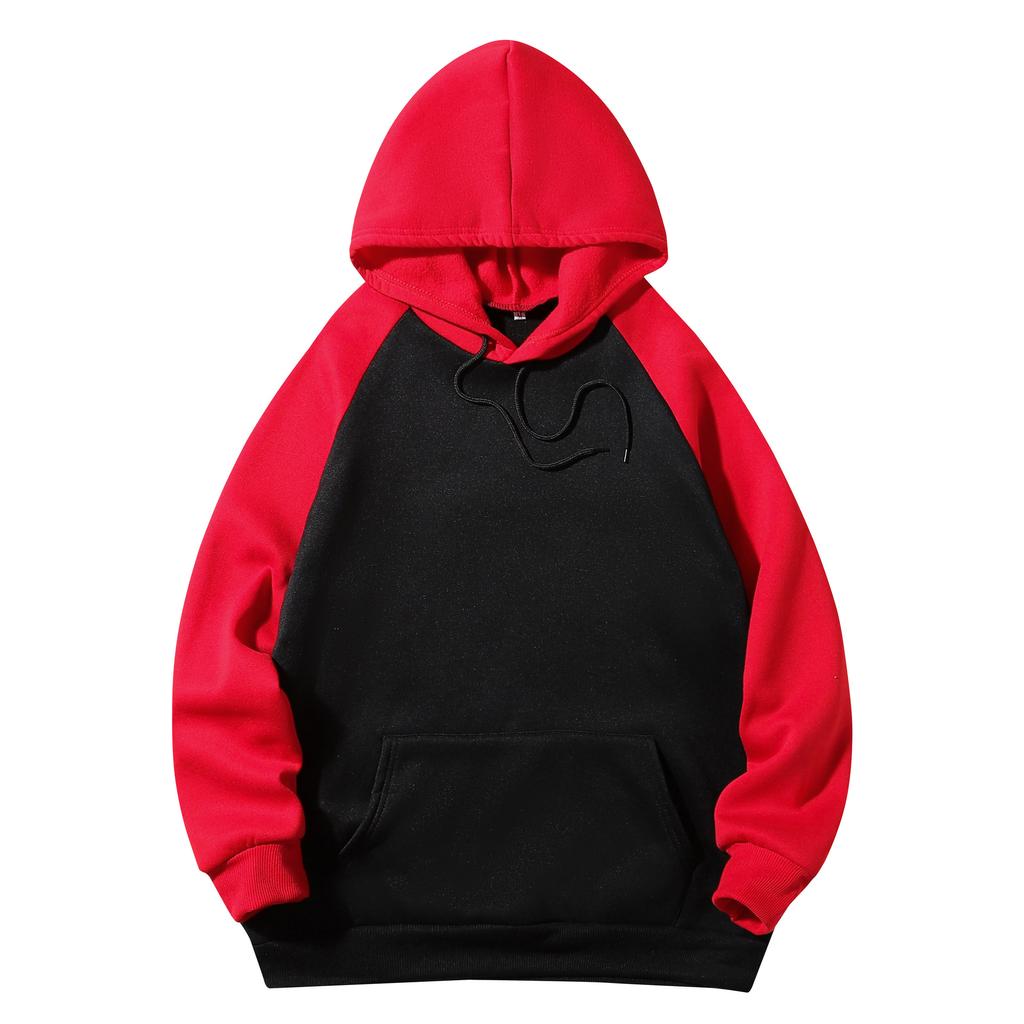 Women's Color Stitching Hooded Sweatshirt Unisex Long Sleeve Pullover Casual All-match Hoodies for Autumn Winter