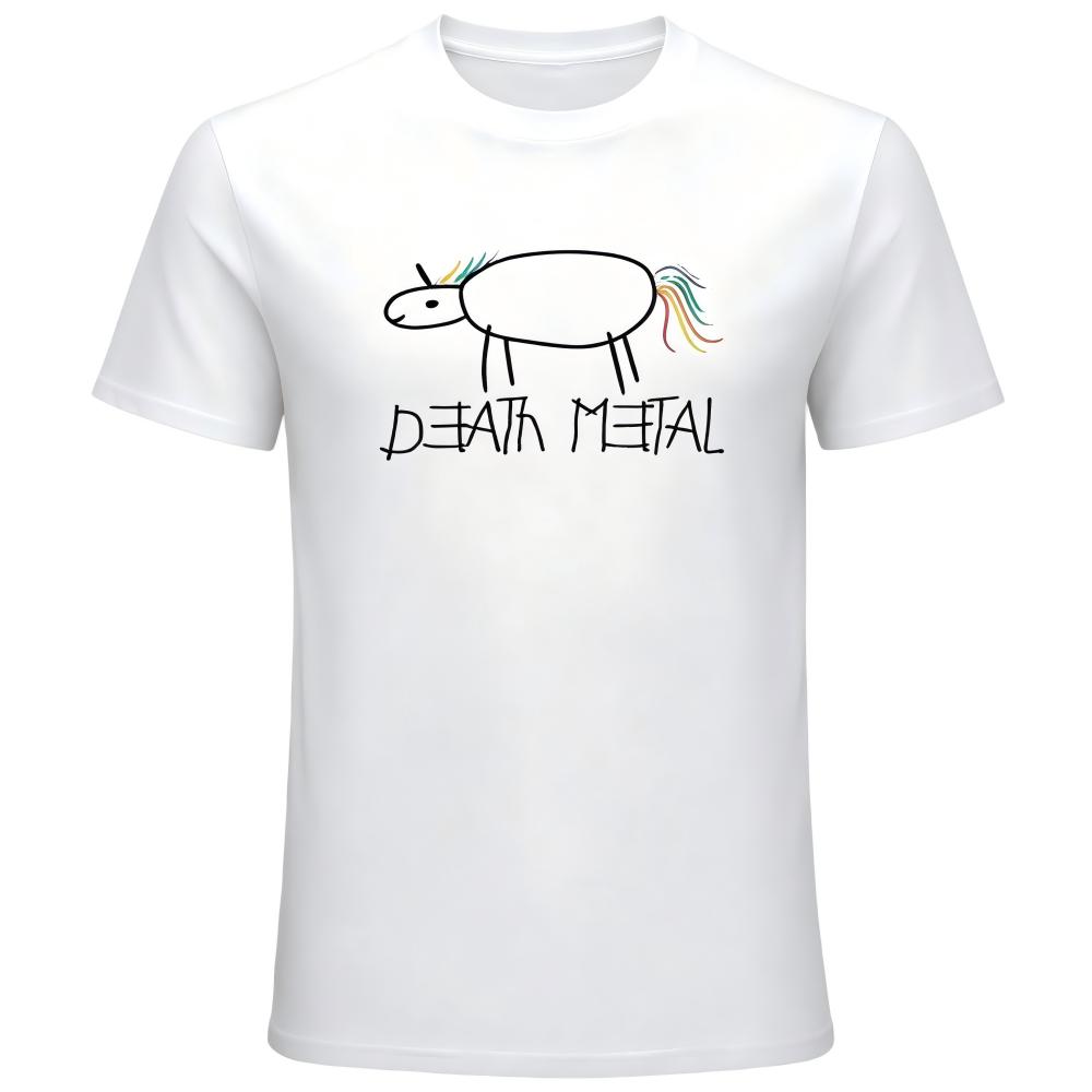 Death Metal Funny Doodle Unicorn Rainbow Graphic Man's T-Shirt