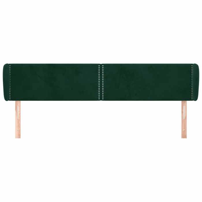 Tête de lit - Avec oreilles - Velours vert foncé - Pieds en bois robustes - Hauteur réglable