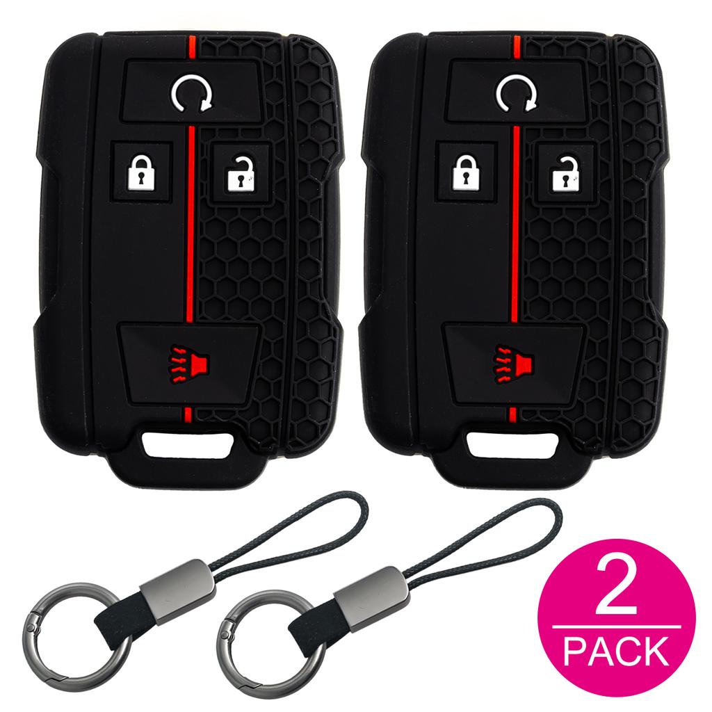 2X Silicone Car Key Fob Cover Case Holder Keychain For Chevrolet Colorado Silverado Gmc Sierra 1500 2500Hd 3500Hd Canyon