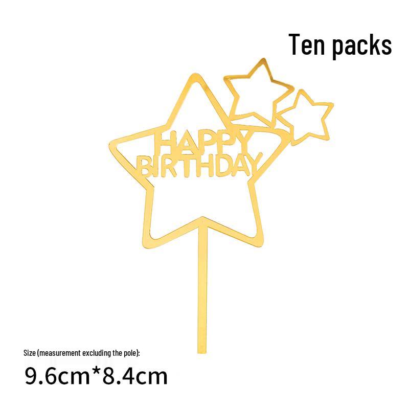 50 Stück Goldene Acryl-Kuchenstecker - Geburtstag, Festival, Muttertagsfeier