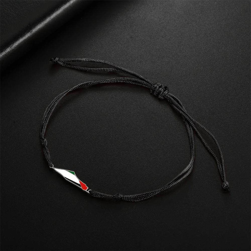 Jeshayuan Braccialetti con Ciondoli Mappa Bandiera Palestina per Donne Doppio Strato Ciondolo Mappa Paese Braccialetto Accoppiata Acciaio Inossidabile