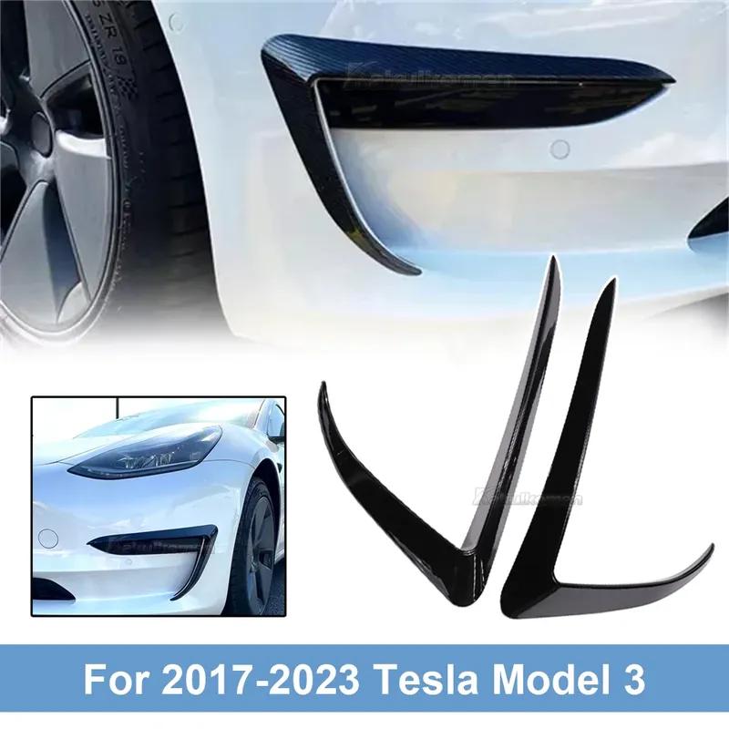Pair Car Fog Lamp Trim Cover For Tesla Model 3 2017 2018 2019-2023 Front Bumper Fog Lamp Wind Knife Spoiler Fog Light Eyebrow