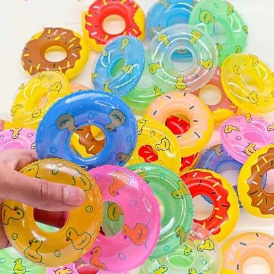 Anillos inflables para natación Mini Patrón de Patito Amarillo Rosquilla Juguetes para Juegos Acuáticos Piscina para Niños Playa Verano Juego al Aire Libre Juguete de Agua