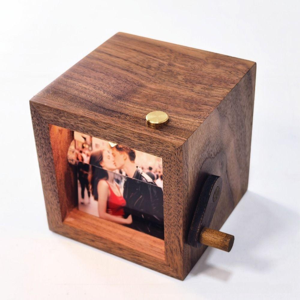 8/16 Photos Hand Crank Photo Flip Book Frame Luminous Wooden Animated Photo Album  Valentine's Day