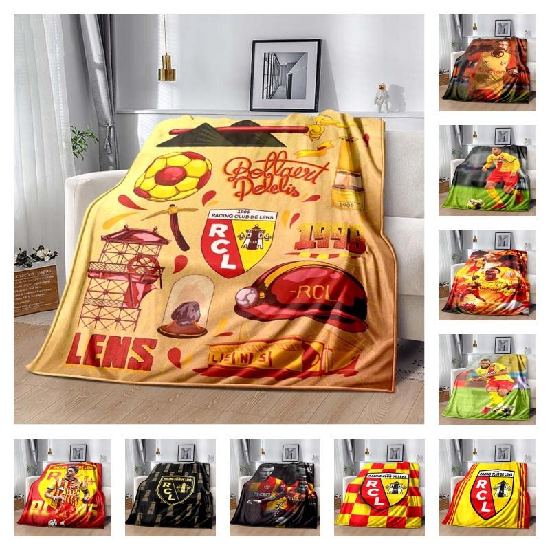 RC Lens Mining City Themed Flannel Blanket, Vintage Miner Helmet & Mine Shaft Print, Soft Warm Fleece Throw for Ligue 1 Football Fans Sofa Bed Decor