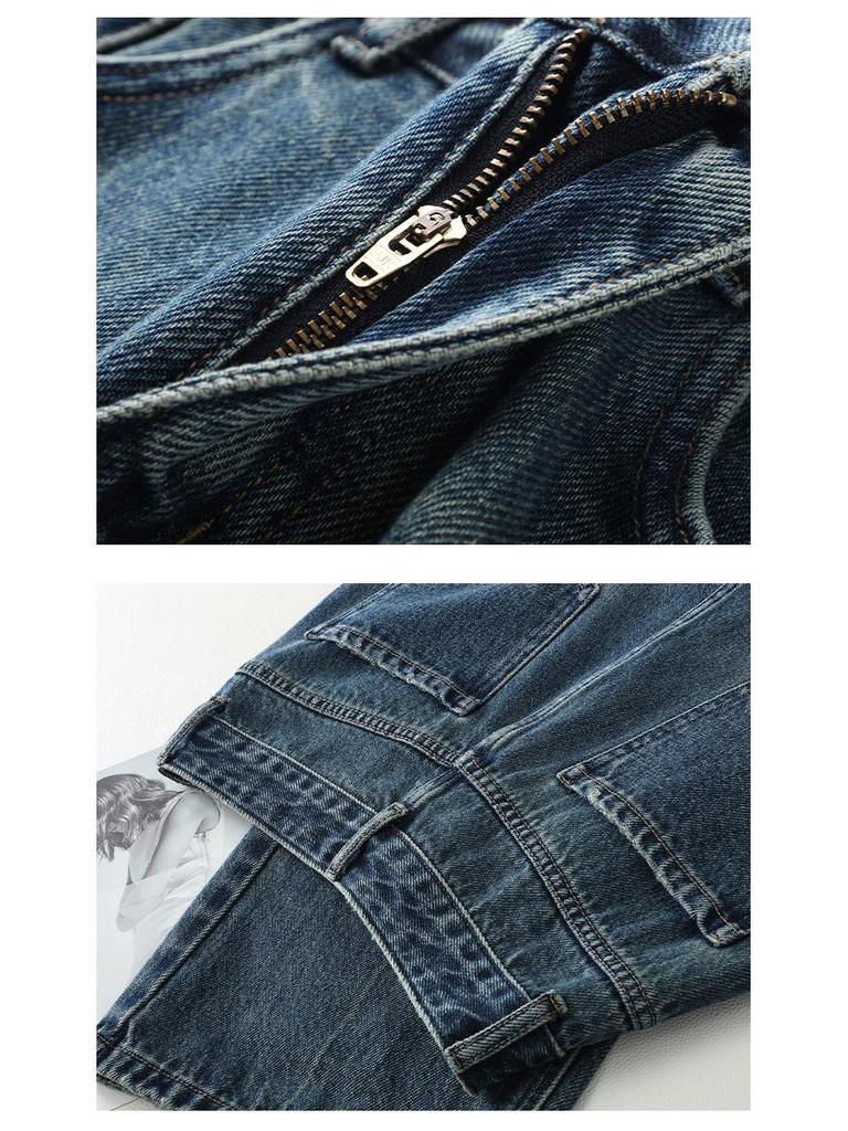 Spring Women's High Waist Wide Leg Jeans - Slimming Straight Versatile Floor-Length Casual Pants