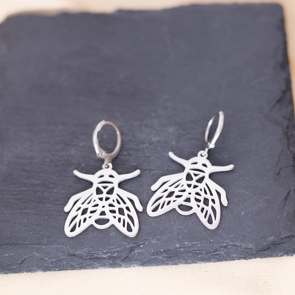 Kinitial Stainless Steel Bulldog Unicorn Dragon Fairy Turtle Sword Death Moth Earrings For Women Trendy Piercing Jewelry