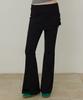 CITYBREEZE Layered Skirt Elastic Flare Pants_Black