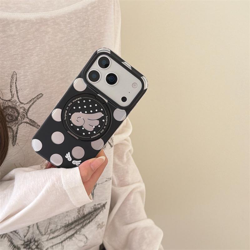 Stylish Polka Dot Rotating Stand Case for iPhone 17 Pro Max and Apple 16