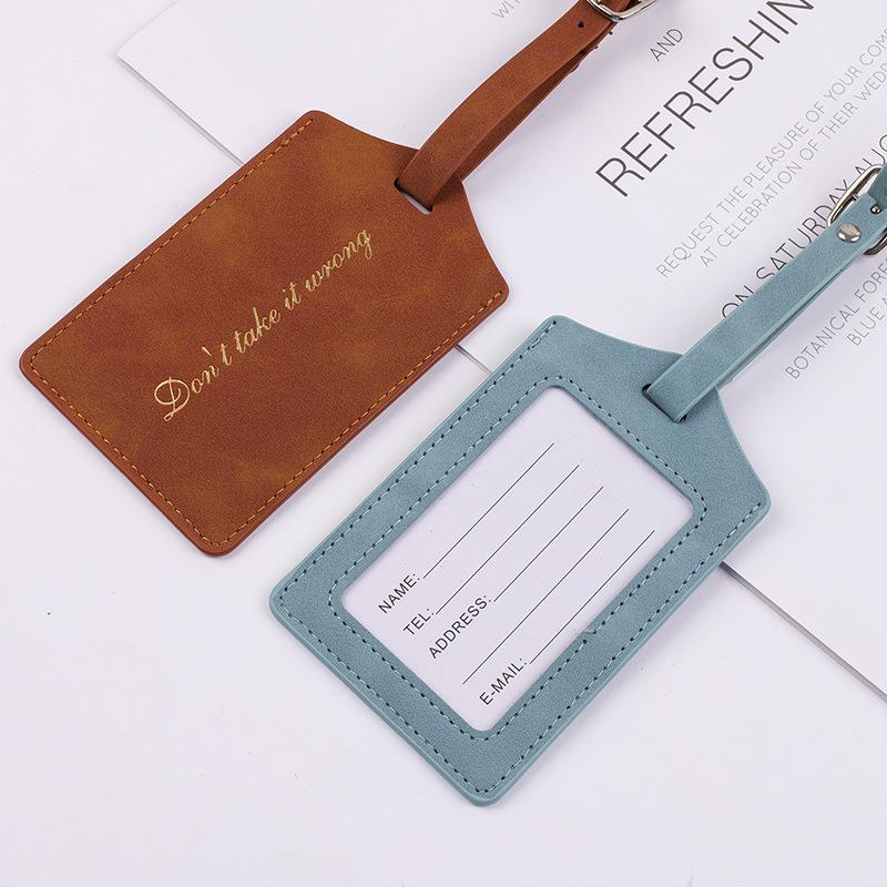 PU Leather Business Luggage Tag Suitcase Address Label Luggage Boarding Case Label Name ID Address Clip Travel Accessories