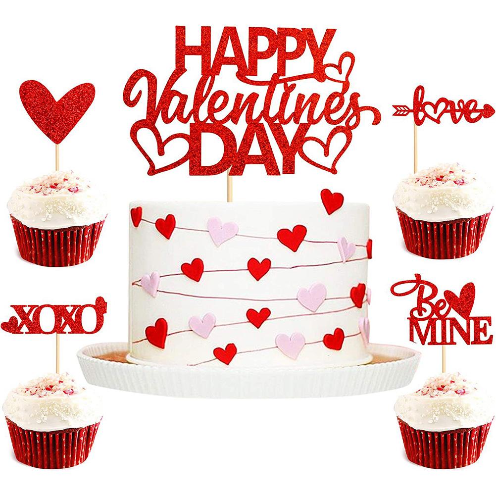 50 Pcs Süße Liebe Picks Valentinstag Kuchen Einsätze Obst Kuchen Cupcake Decor Topper Rot Ornament