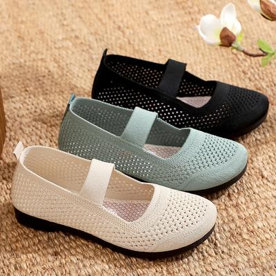 Women's Shoes Spring and Summer Cloth Shoes Round Head Soft Sole Non-slip Breathable Lightweight Casual Shoes Versatile Flying Woven Shoes