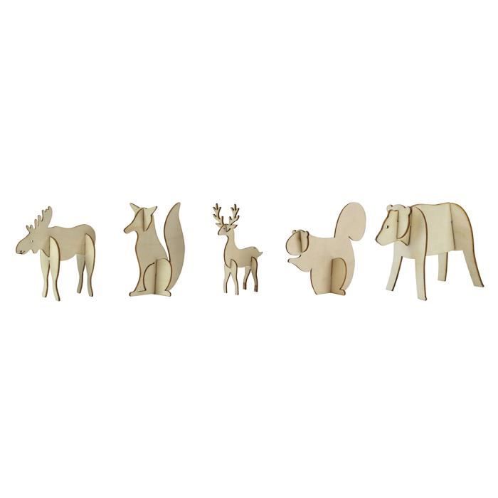 Maquette Animaux d'hiver en bois 10,5cm 5 pièces