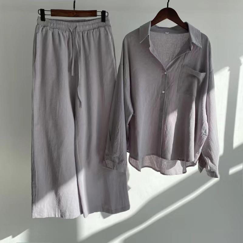 Retro Plus Size Women's 2-Piece Set: High Waist Loose Long Pants & 2025 Shirt