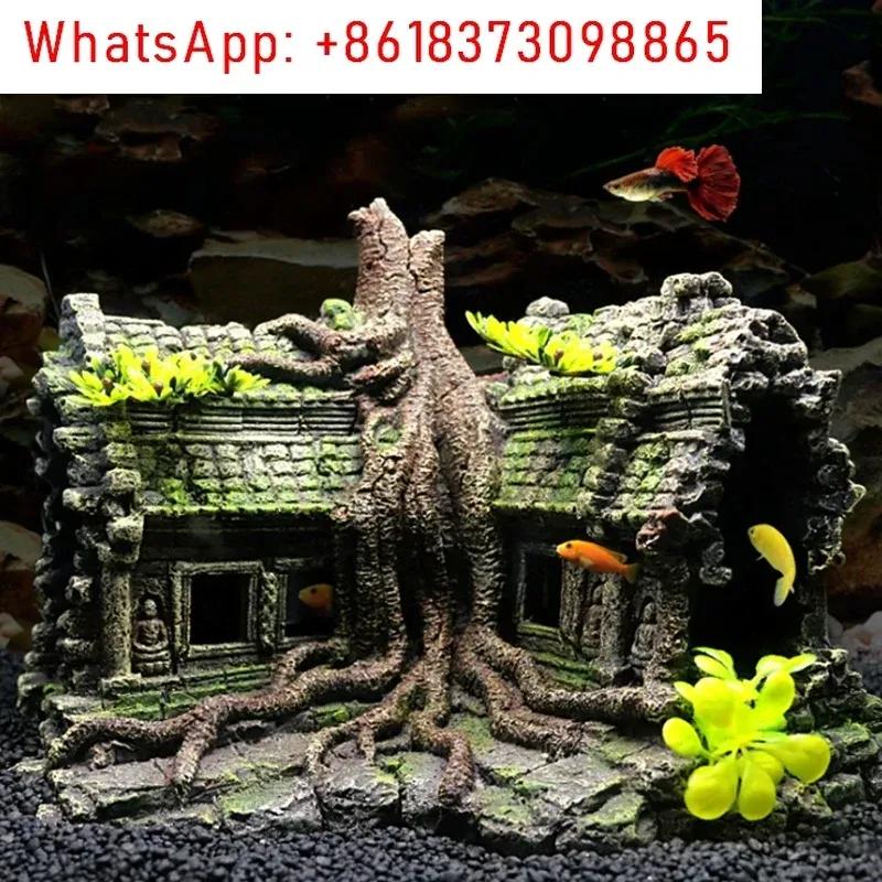 Resin Tree House Wooden Aquarium Beautification Fish Tank Decoration Craft Pet Supplies Accessory