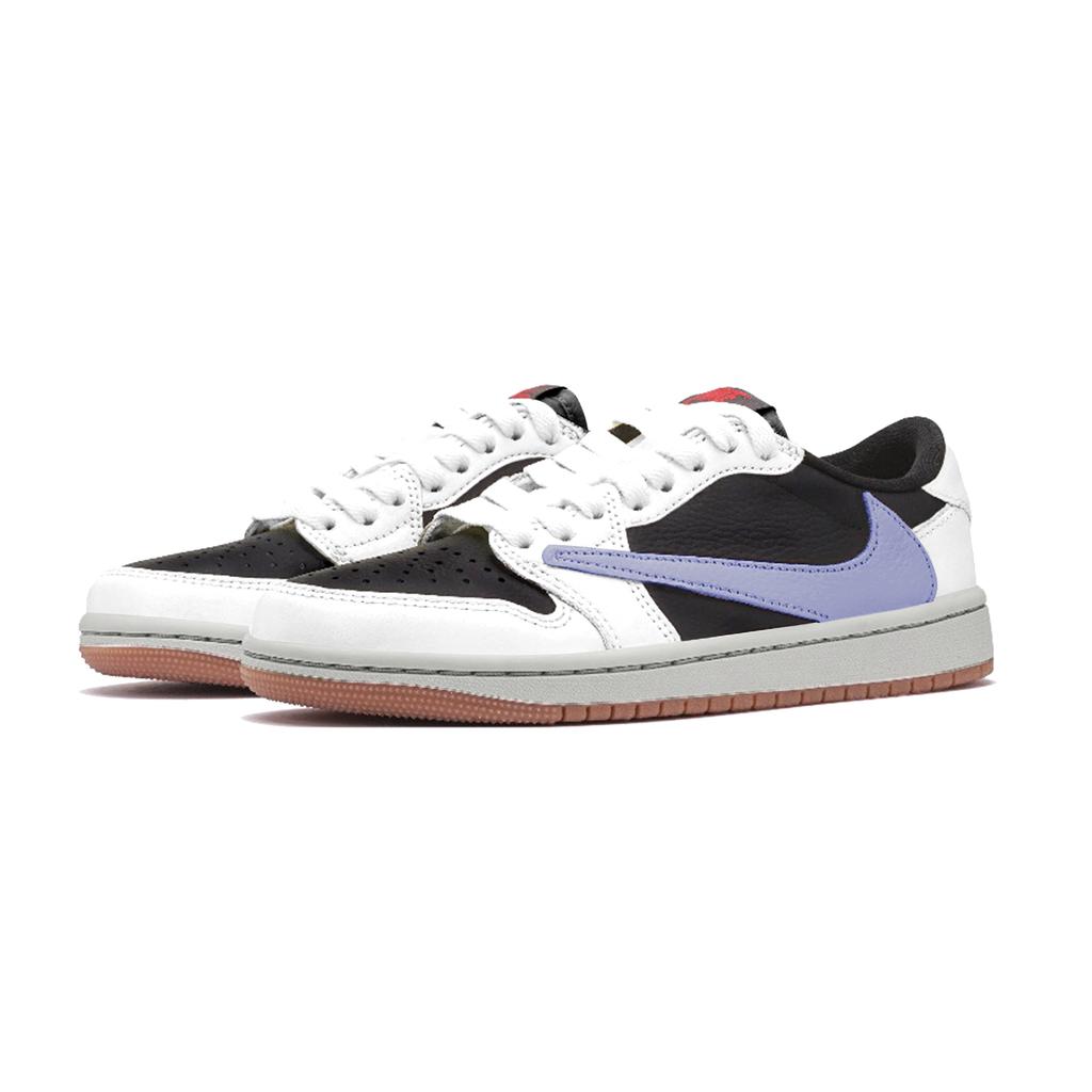 Travis Scott X Jordan Air Jordan 1 Cushioning Slip-Resistant Abrasion-Resistant Low-Top Vintage Basketball Sho DZ4137-700(Team-)-Random Packaging Bags