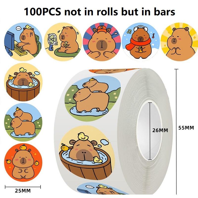 

100/300/500 PCS Cartoon Capybara Stickers Roll Animal Stickers for Bara Funny Kawaii Stickers Photocard Decor