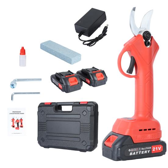 2 x 21V Elektrische Astschere Professionelle Akku-Baumschere mit scharfer Klinge Astschere mit 2 wiederaufladbaren Batterien 25mm Schnittdurchmesser