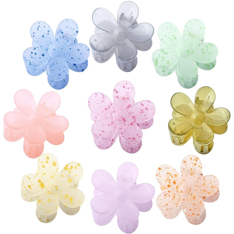 9 PCS Large Hair Accessories - Cute Flower-Shaped Claw Clips for Women and Girls in 9 Morandi Colors