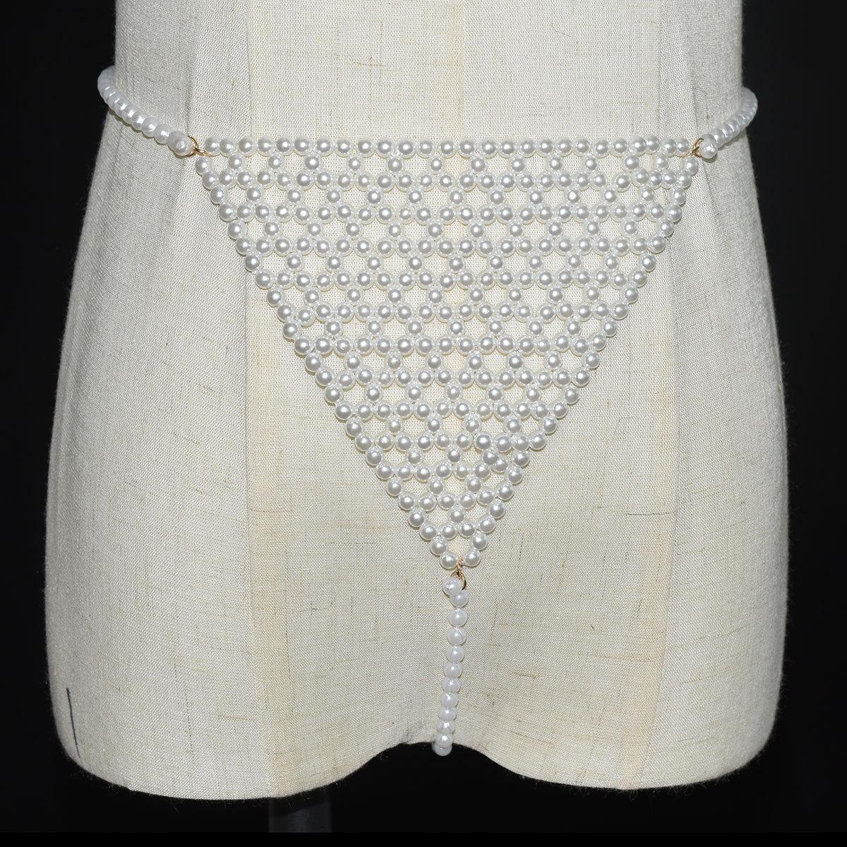 Body Chain Hand woven Pearl tassel Bra Body Chain, Performance Clothing Accessories