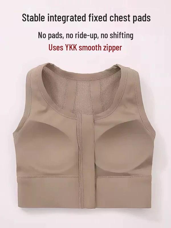 High-Impact Mesh Zipper Sports Bra with Integrated Chest Pad
